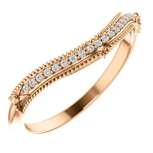 14K Rose .04 CTW Diamond Vintage-Inspired  Matching Band