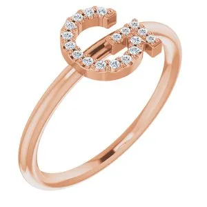 14K Rose .06 CTW Diamond Initial G Ring