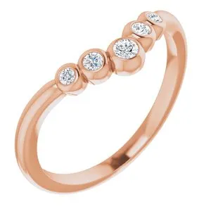 14K Rose 1/10 CTW Diamond Bezel-Set Graduated "V" Ring