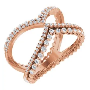 14K Rose 1/2 CTW Diamond Negative Space Ring