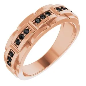 14K Rose 1/3 CTW Black Diamond Pattern Ring