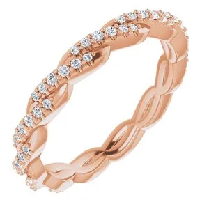 14K Rose 1/4 CTW Diamond Twisted Eternity Band Size 7