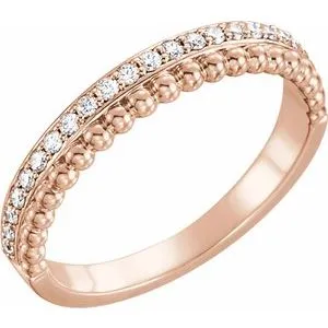 14K Rose 1/5 CTW Diamond Beaded Ring