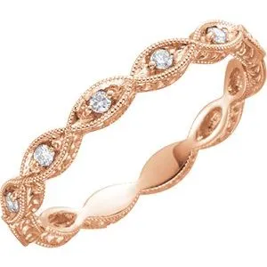 14K Rose 1/8 CTW Diamond Anniversary Band Size 6.5