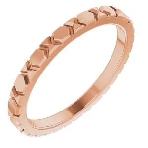 14K Rose 2 mm Geometric Band Size 7