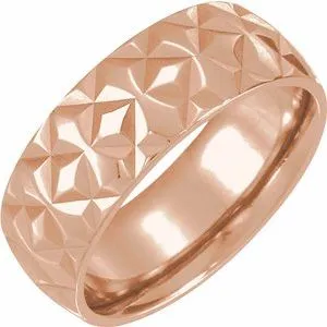14K Rose 7 mm Geometric Band Size 7.5