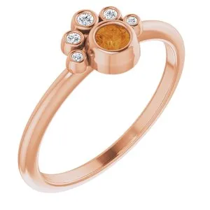 14K Rose Citrine & .04 CTW Diamond Ring