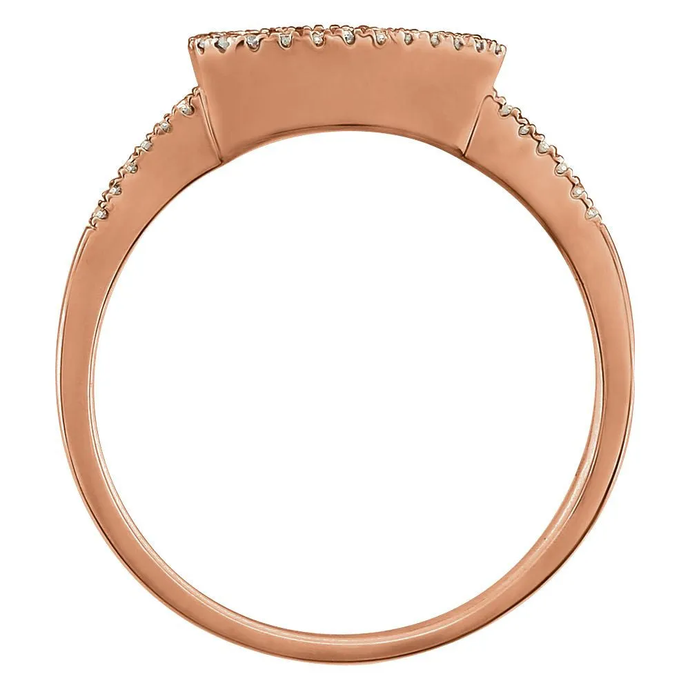 14k Rose Gold 1/10 CTW Diamond Geometric Ring, Size 7