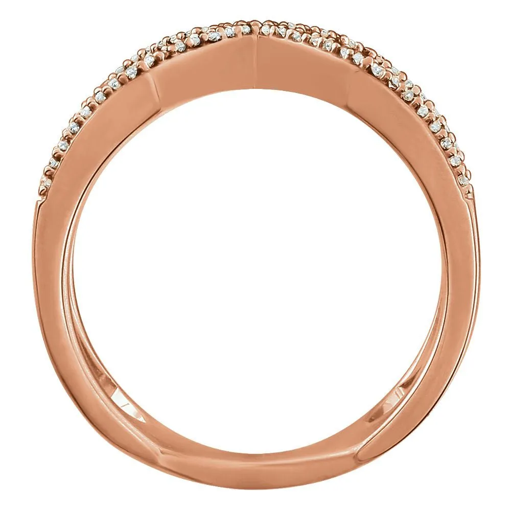 14k Rose Gold 1/6 CTW Diamond Geometric Ring, Size 7