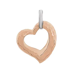 14k Rose Gold & White 25.3x20.84mm Hammered Heart Pendant