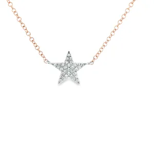14k Rose Gold Diamond Star Pendant