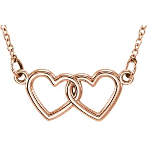 14k Rose Gold Double Heart 16-18" Necklace
