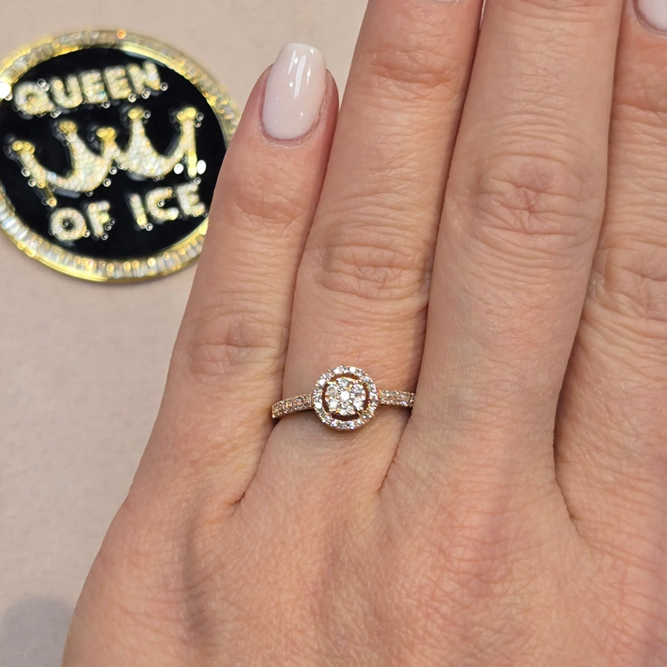 14k Rose-Gold Flower Round 0.35ct Ring - SR14865