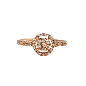 14k Rose-Gold Flower Round 0.35ct Ring - SR14865