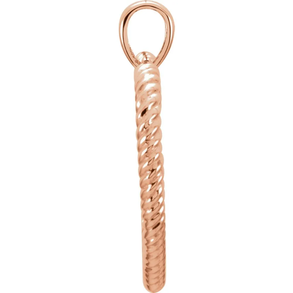 14k Rose Gold Rope Heart Pendant