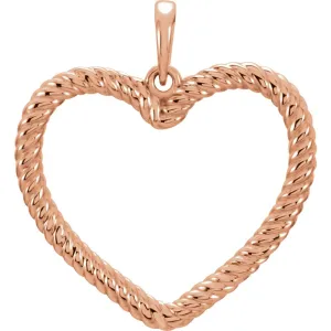 14k Rose Gold Rope Heart Pendant