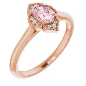 14K Rose Morganite & .03 CTW Diamond Ring