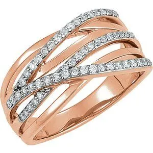 14K Rose Rhodium Plated 1/3 CTW Diamond Ring