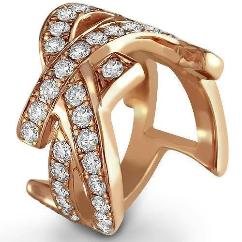14K Rose Solid Gold Diamond Right Hand Ring 3.50 Ctw