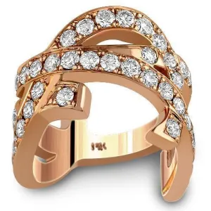 14K Rose Solid Gold Diamond Right Hand Ring 3.50 Ctw