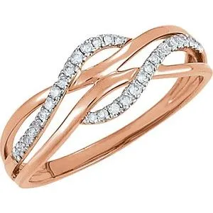 14K Rose with White Rhodium Plating 1/8 CTW Diamond Ring