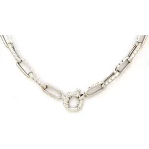 14k Solid White Gold Regency Necklace (15.5.gr.tw)