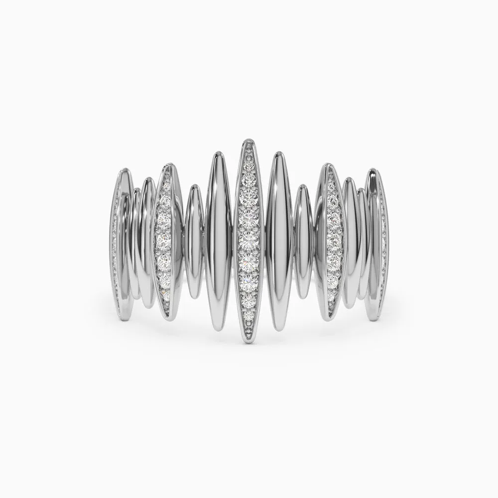 14k Unique Diamond Spike Ring