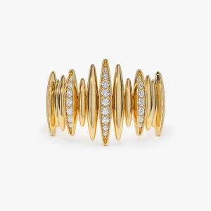 14k Unique Diamond Spike Ring