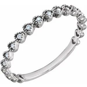 14K White .06 CTW Diamond Stackable Heart Ring