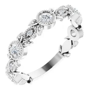 14K White 1/3 CTW Diamond Leaf Ring