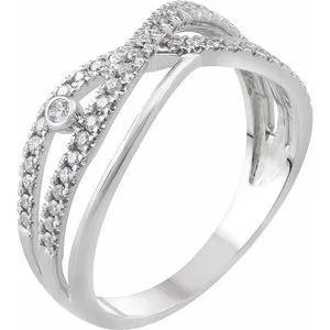 14K White 1/4 CTW Diamond Criss-Cross Ring