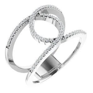 14K White 1/5 CTW Diamond Interlocking Loop Ring