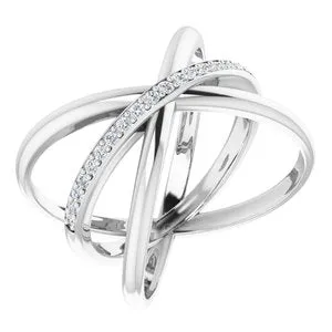 14K White 1/6 CTW Diamond Criss-Cross Ring