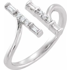14K White 1/6 CTW Diamond Double Bar Ring
