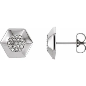 14K White 1/6 CTW Diamond Geometric Earrings with Backs