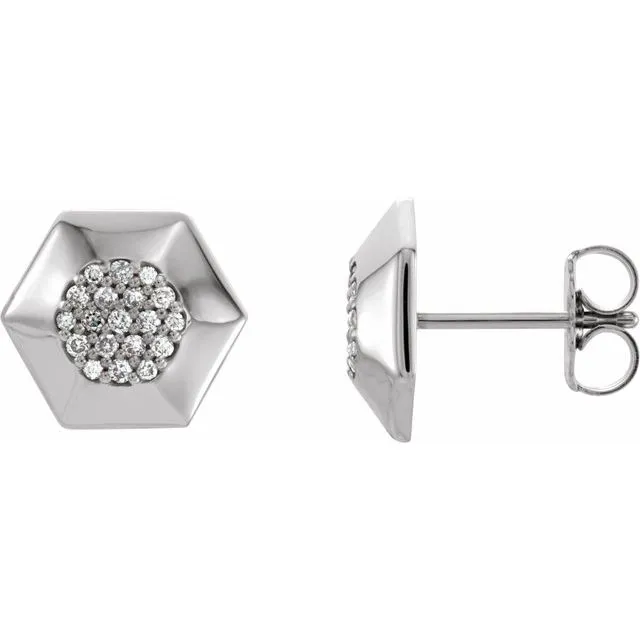 14K White 1/6 CTW Diamond Geometric Earrings with Backs