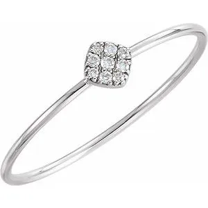 14K White 1/8 CTW Diamond Petite Square Ring