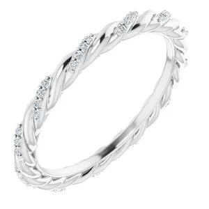 14K White 1/8 CTW Diamond Rope Eternity Band Size 6.5