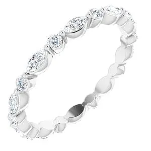14K White 3/4 CTW Diamond Eternity Band Size 6.5