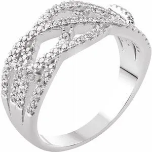 14K White 3/8 CTW Diamond Criss-Cross Ring