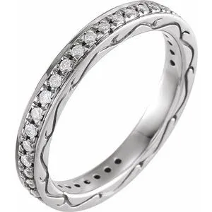 14K White 3/8 CTW Diamond Eternity Band Size 7