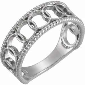 14K White Geometric Rope Ring