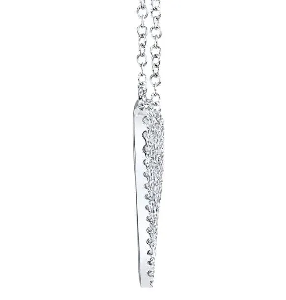 14K white Gold 0.21ctw Diamond Pave Heart Necklace