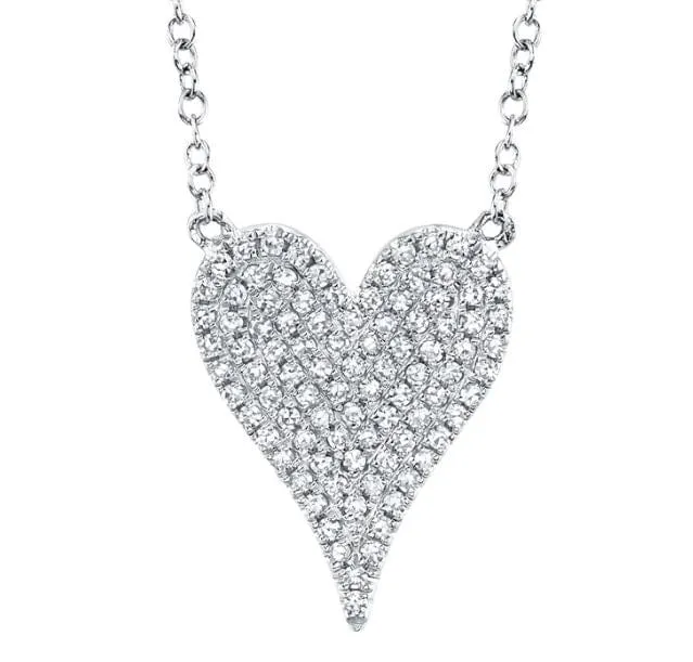 14K white Gold 0.21ctw Diamond Pave Heart Necklace