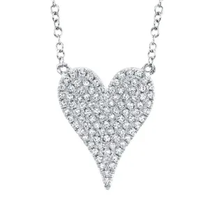 14K white Gold 0.21ctw Diamond Pave Heart Necklace