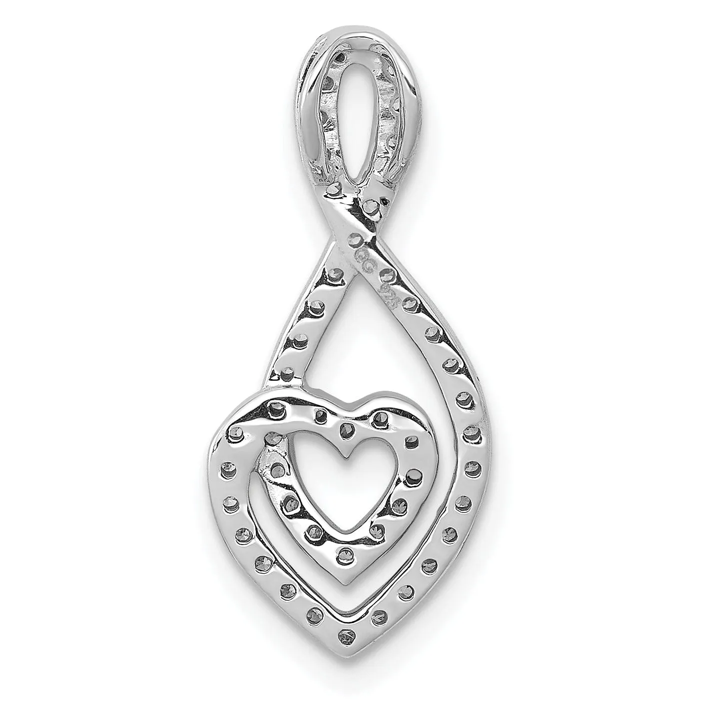 14k White Gold  0.236 CT Diamond Fancy Infinity and Heart Chain Slide Pendant
