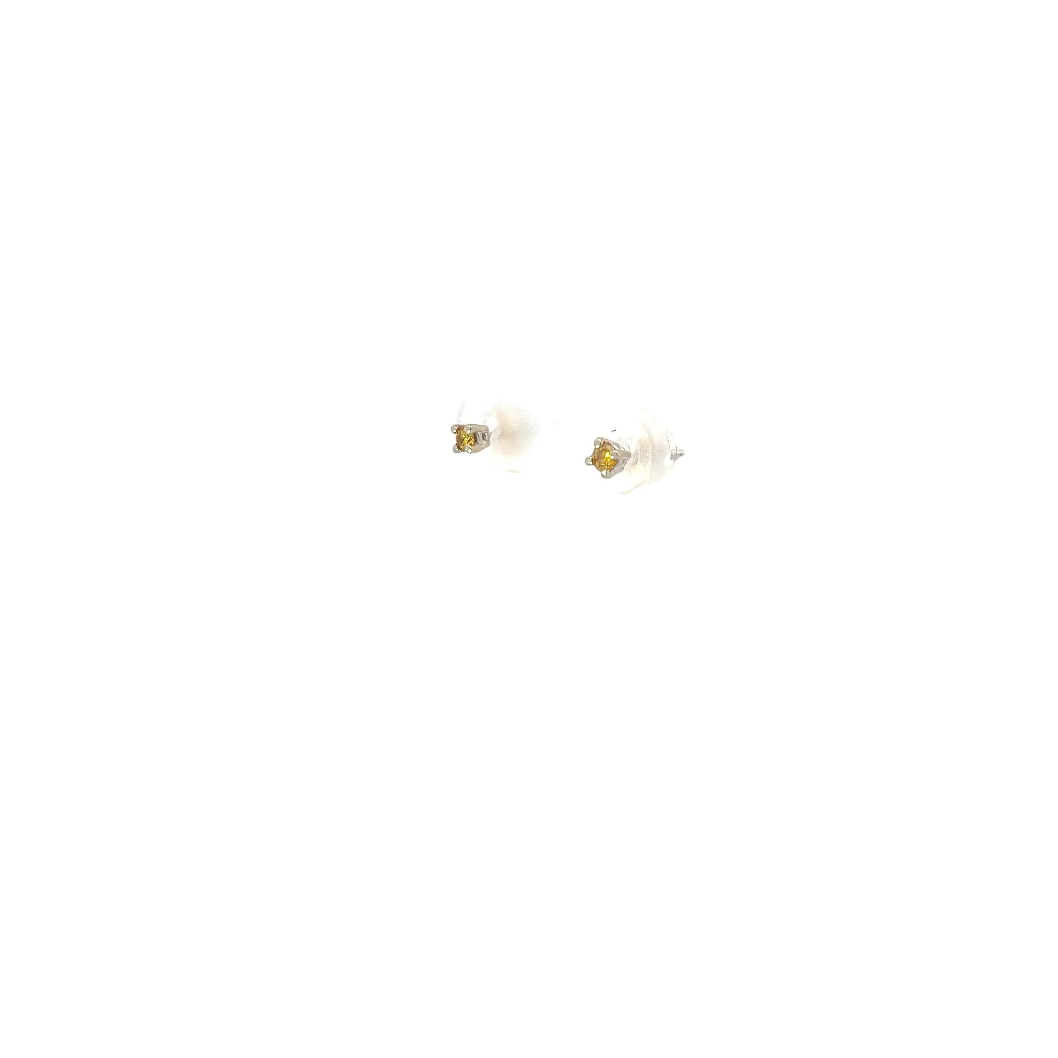 14k White Gold .10ct Yellow Round Diamond Stud Earrings
