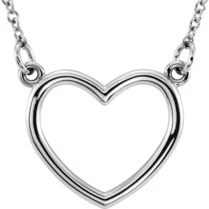 14k White Gold 10x10.75mm 16" Heart Necklace