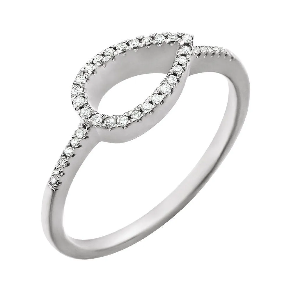 14k White Gold 1/10 CTW Diamond Geometric Ring, Size 7