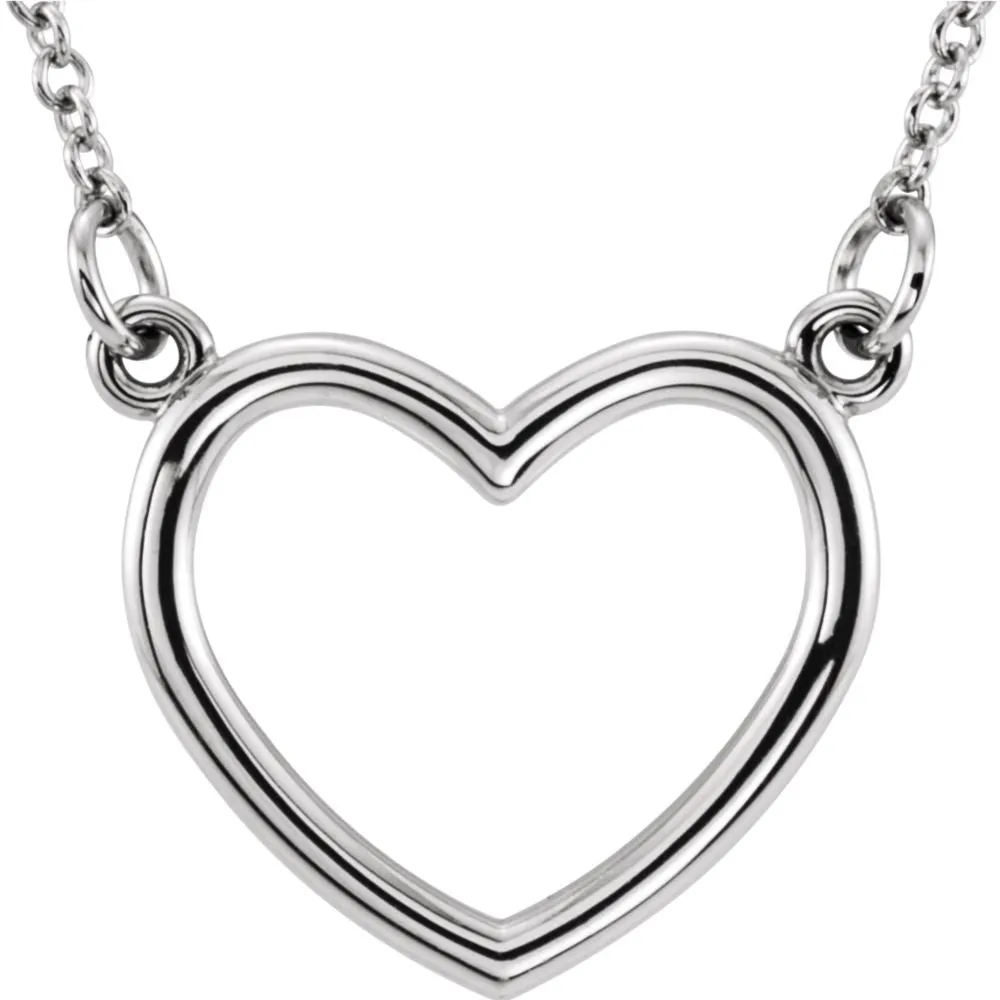 14k White Gold 13x13.75mm Heart 16" Necklace
